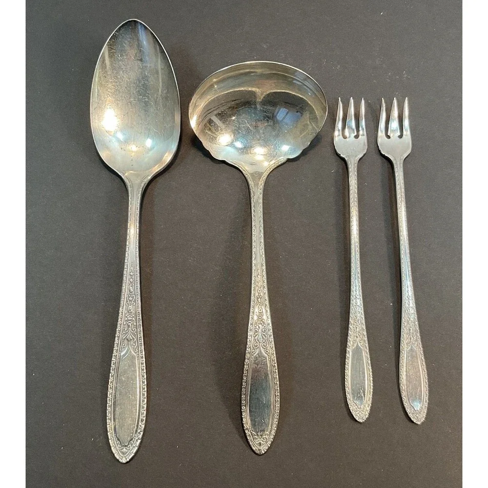Vtg Ramona-Lakewood-Brentwood Serving Silverplate 1928 Oneida Flatware 4 Pcs